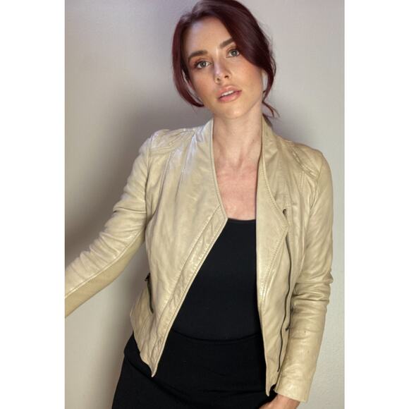 Marc New York Lamb Leather & Knit Jacket Cropped Buttery ~ Sz XS As Is Repair - Picture 1 of 7